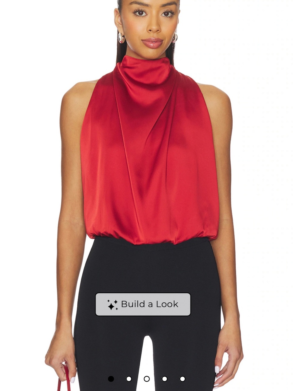 ASTR Satin Red High Neck Blouson Tank